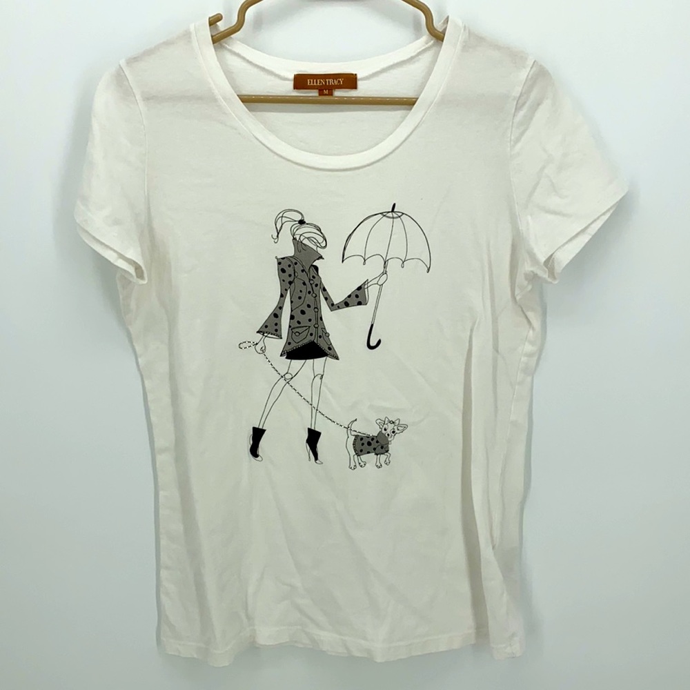 Ellen Tracy Dog Tee Shirt Size Medium
